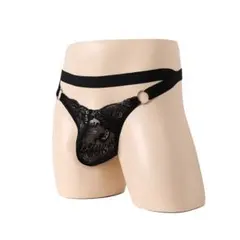 ♤新品♤【メンズセクシーレースＯバックショーツ】 勝負下着　ブラック　総レース