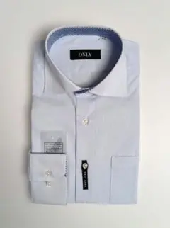 【新品】ONLY 形態安定 イージーケア スリムフィット サックス 首周り38