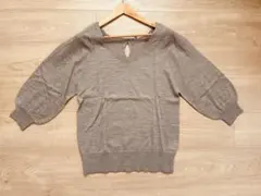 ☆アバハウス☆広Vネックぷっくり七分袖ウールニット☆