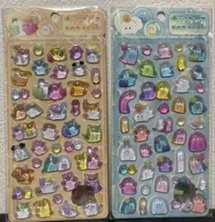 オバケーヌうるちゅるポップシール2枚セット(オレンジ・水色)