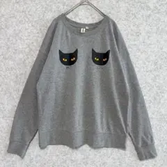 海外【バンズ VANS】 ミャオ 猫 プリント裏起毛 スウェット トレーナー M