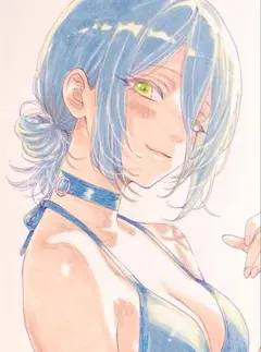 【一点物】手描きイラスト　ファンアート　チェンソーマン　レゼ　アナログ絵　夕日