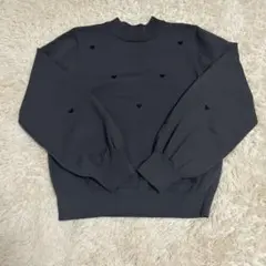 レディース服 トップス ハート刺繍 ダークグレー 長袖ニット