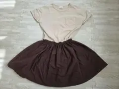 devirock 半袖ワンピース 110cm ベージュ ブラウン