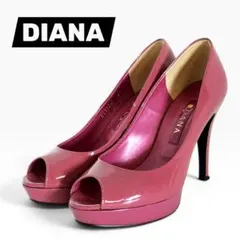 【訳あり】　DIANA　ダイアナ　ハイヒール　オープントゥ　エナメル　23cmのサムネイル