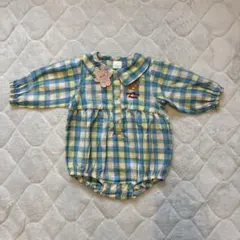 【新品】Hug Chum ベビーロンパース 70 ブルーチェック柄