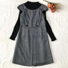 コムサイズム　ジャンパースカート　ワンピース　グレンチェック【L】グレー