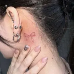 タトゥーシール ボディシール リボン 蝶々結び シンプル レッド 韓国 かわいい