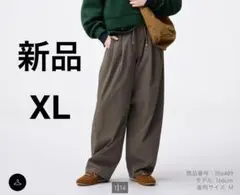 新品 GU ジーユー バレルレッグプルオンパンツ Q オリーブ XL LL