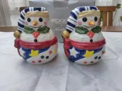ノリタケ　エポックコレクション　スノーマン　キャンドルホルダー　ペア　箱入