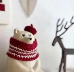 ポンチョとベレー帽のセット　しろくま貯金箱　お着替え　クリスマス　北欧