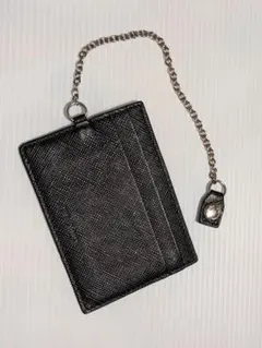 PRADA ブラックレザー チェーン付きカードケース