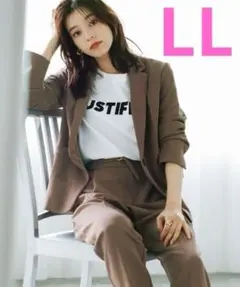 新品 LL ホワイトジョーラ 手洗いできる セットアップスーツ　ブラウン