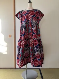 アフリカンプリント　ティアードワンピース