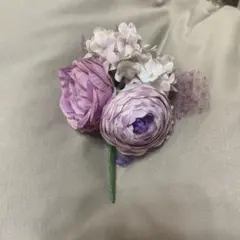 紫色の造花コサージュ 約14cm 卒園　卒業　セレモニー