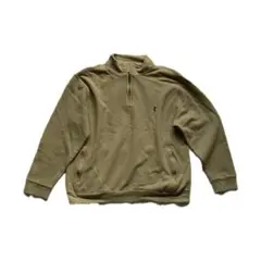 【雰囲気◎】90s ハーフジップ立ち襟トップス L サンドベージュ ストリート