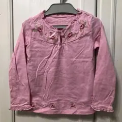 GAP 110 ピンク 花柄刺繍 長袖シャツ