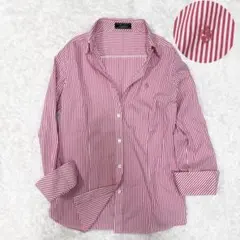 美品✨レリアン オープンカラー ストライプ 長袖シャツ 大きめサイズ 