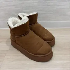 厚底 ムートンブーツ ブラウン　37