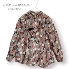 美品 トゥモローランド コレクション シルク バンドカラー ボウタイ ブラウス