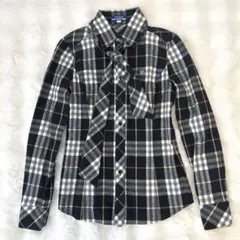 美品　BURBERRY リボンタイ ボウタイ ブラウス チェックシャツ　36