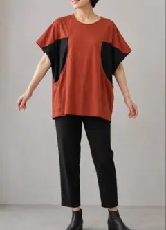 ESPRITMUR バイカラー 五分袖 カットソー トップス