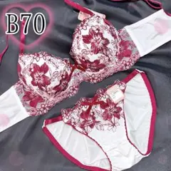 B70ビビッドフルール（赤）♥️ブラジャーショーツセット♥️エメフィール系可愛い