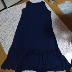 ネイビー ノースリーブ カットソーワンピース XL