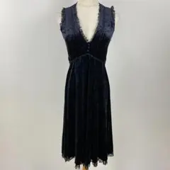 美品 Abahouse Devinette ベロア ロングワンピース ドレス 黒のサムネイル