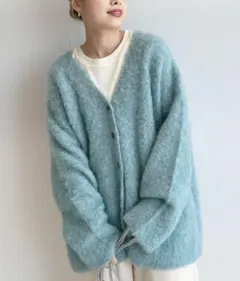 wcloset ブークレ起毛ロングカーディガン