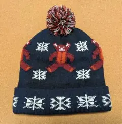 クマデザイン ニット帽 ネイビー