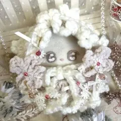 ぬい服 12cm ぬいぐるみ ヘッドドレス ピンク 白 花モチーフ