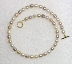 淡水ライスパールマルチカラーマンテルネックレス