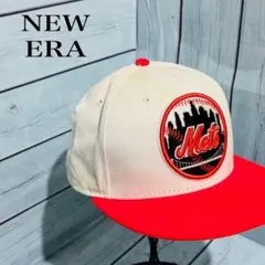 希少 ニューエラ ニューヨークメッツ キャップ 白赤 刺繍ロゴ 7 3/8