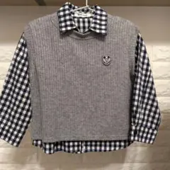 【美品】Noeil aime BeBe★チェックシャツ&ベスト★110