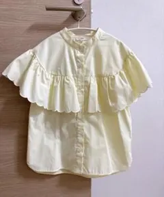 yori スカラップ刺繍ノースリーブブラウス イエロー FREE 美品 - メルカリ