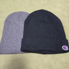 【値下げ】Champion ニット帽&フリーサイズ グレー(ブランド名無し)