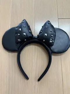 スタッズ付き黒ミニーマウス耳カチューシャ