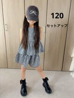 韓国こども服 チュニック ショートパンツ2点set 白黒 バックリボン 120のサムネイル
