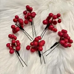 ペッパーベリー6本セット髪飾り赤南天　色打掛　白無垢　成人式　七五三　前撮り和装