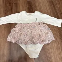 プティマイン　ピーターラビット　花柄切替ロンパース　白　80サイズ