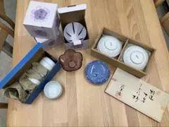 未使用 和食器まとめ売り21点山陽百貨店木箱入小皿10枚有田焼湯呑5客桜小鉢6個のサムネイル