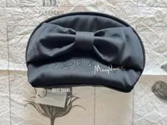 MARY QUANT リボン付きブラックポーチ