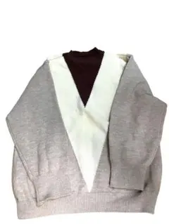 カジュアルニットセーター グレー