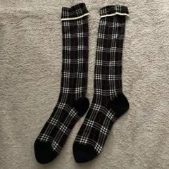 チェック柄 ハイソックス ブラックのサムネイル