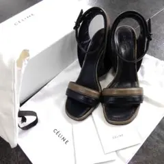 伊勢丹購入 セリーヌ サンダル 白黒 プラットフォーム 38 厚底 CELINE