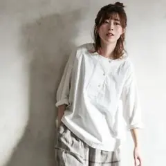 ソウルベリー　コットンボタン開き7分袖シャツ