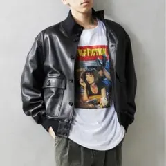 relume スクーカム 別注A-1 バルスタージャケット 黒 レザー 短丈