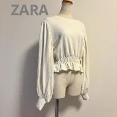 ZARA アイボリー 長袖 トップス ギャザー