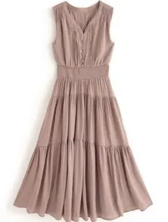 GRL シャーリングティアードワンピース ピンク